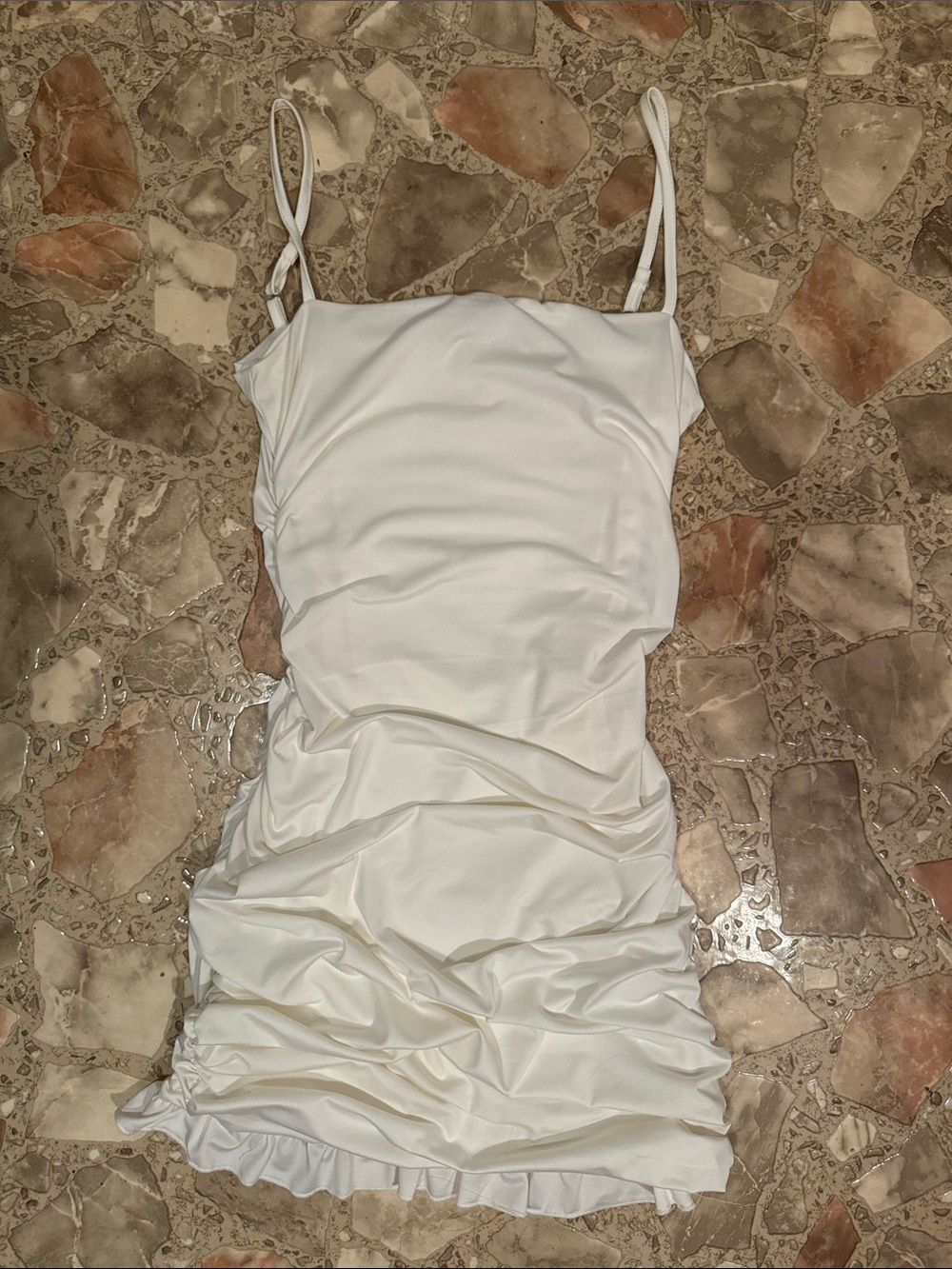 Windsor White Ruched Slip Dress